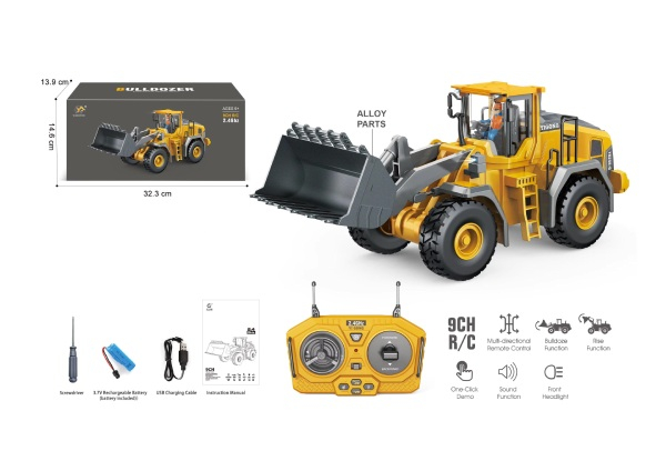 Kids Nine-Channel Remote Control Construction Bulldozer Toy