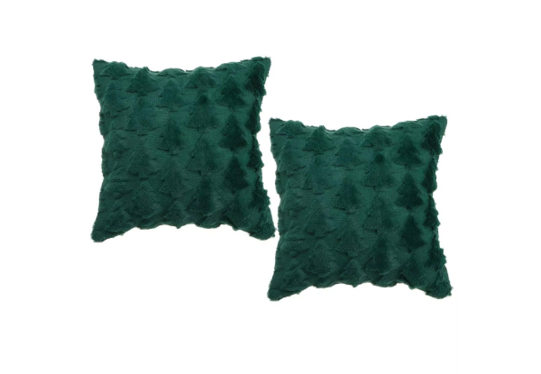 Plush Green Christmas Tree Pillowcase - Option for Two-Pack