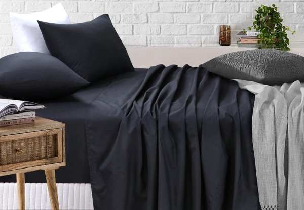 Fitted & Flat Sheet Set with Pillowcases - Nine Colours & Six Sizes Available