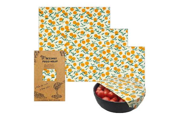 Three-Pack Reusable Beeswax Food Wraps - Five Options Available