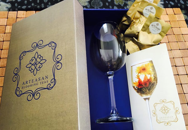 $38 for a Gift Pack incl. Three Tea Varieties & Heat Resistant Wine Glass