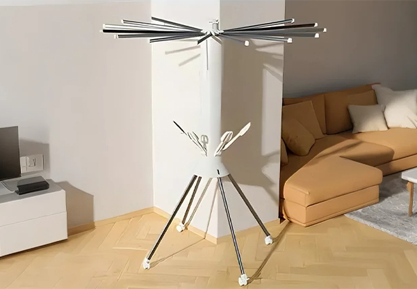 Outdoor Three-Tier Foldable Clothes Drying Rack with Wheels