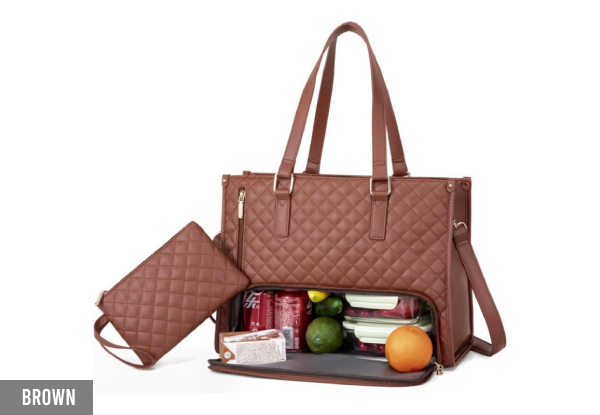 Tote Bag with Insulated Lunch Compartmentand Handbag - Available in Seven Colours