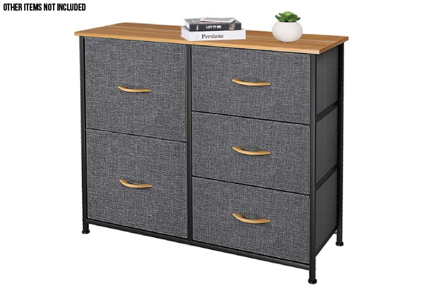 Two-Drawer Steel Frame Fabric Bedside Table - Option for Five or Seven Drawer Storage Towers
