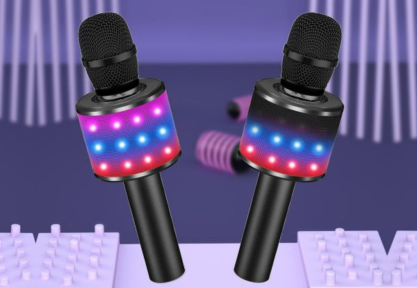 Wireless Bluetooth Karaoke Handheld Microphone Speaker - Available in Three Colours & Option for Two-Pack