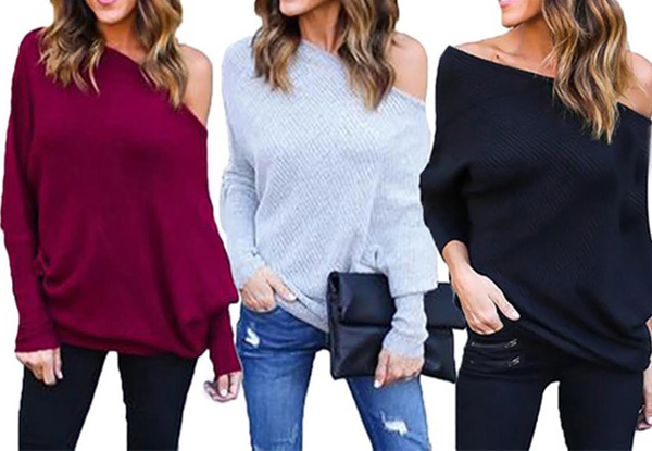 Off-The-Shoulder Jumper - Three Colours & Sizes Available with Free Delivery