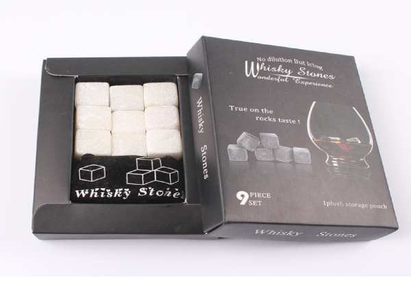 Nine-Piece Granite Whisky Stones Set with Pouch - Five Colours Available