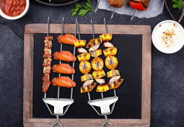 Two-Piece Three-Way Stainless Steel Grill Skewer Set - Option for Two Sets