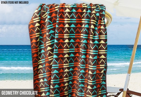Jacquard Velour Cotton Terry Toweling Beach Towel - 10 Colours Available
