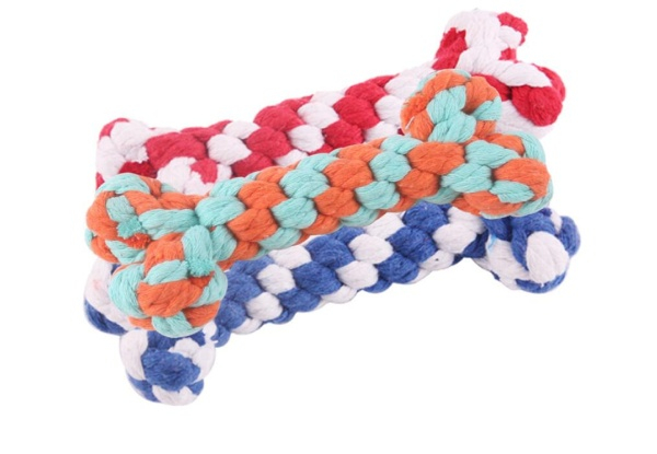 Three-Pack Bone Shape Teeth Grinder Cotton Rope Dog Toy