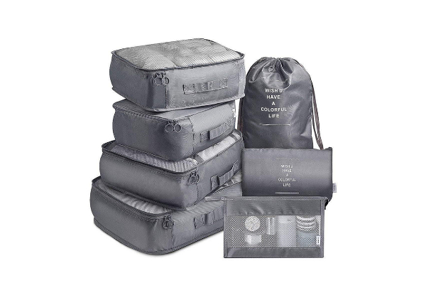Seven-Piece Travel Packing Cube Luggage Organiser - Available in Six Colours