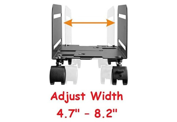 Adjustable Computer Tower Mobile Cart Holder with Locking Wheels