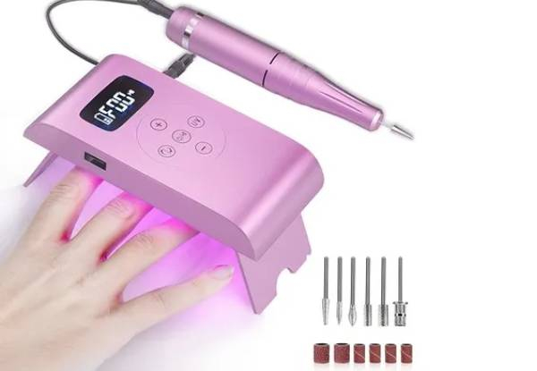 Two-in-One Portable Electric Nail Drill with UV Lamp - Two Colours Available