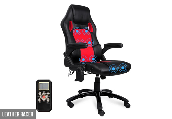 $199 for a Premium Executive Eight-Point Faux Leather Massage Chair or $229 for Leather Racer Design