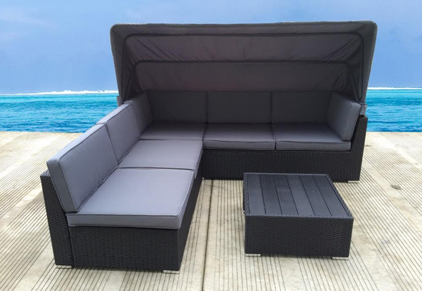 Multi-Sectional Rattan-Style Outdoor Furniture Set incl. Canopy