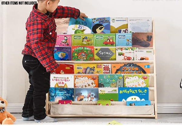Six-Tier Wooden Cloth Kids Book Rack