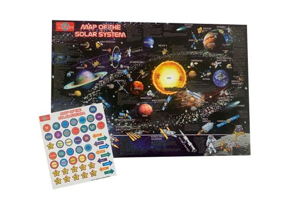 Two-Pack of Educational Info-Graphic Posters - Flags of the World & Solar System