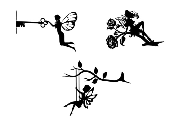 Metal Fairy Silhouette Tree Branch Decor - Three Styles & Option for Three-Pack Available