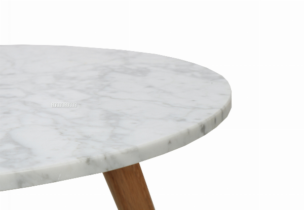 Copenhagen Round Marble Side Table in Solid Oak