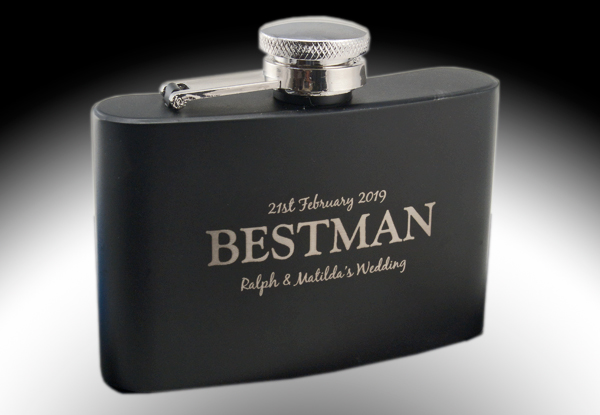Personalised Engraved Stainless Steel Hip Flask - Options for up to Four Available