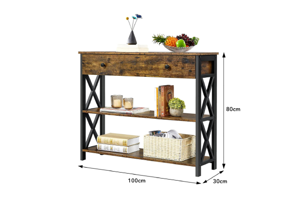 Industrial Console Table with Drawer