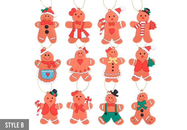 12-Piece Gingerbread Man Ornaments - Five Styles Available