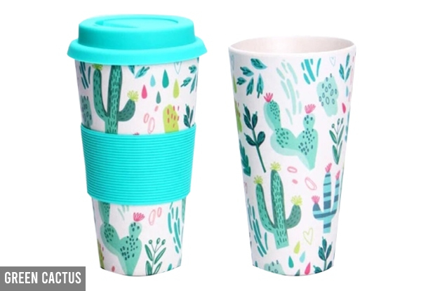 400ml Bamboo Fibre Coffee Cup with Lid - Two Styles Available & Option for Two-Pack