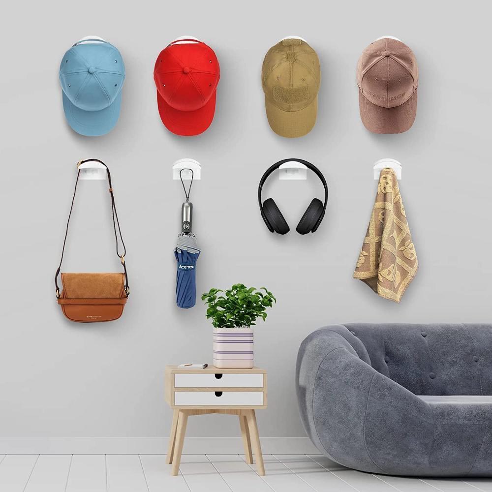 10-Piece Self-Adhesive Wall Hat Hooks - Three Colours Available