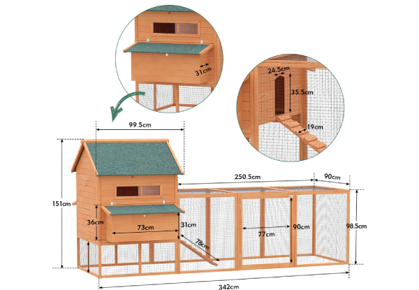 Petscene Wooden XX-Large Chicken Run Coop