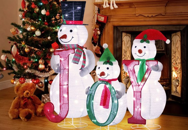 Three-Piece 3D Christmas Snowman LED Lights