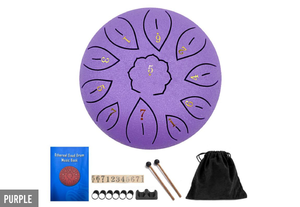 11 Tone 6 Inch C Tone Steel Tongue Drum Musical Instrument - Nine Colours Available