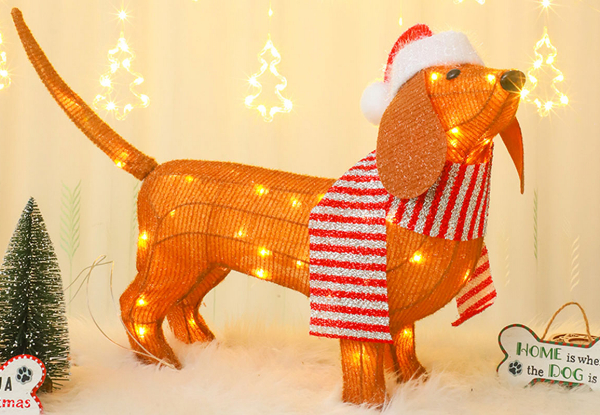 LED Christmas Dog Decoration Statue Light - Two Options Available