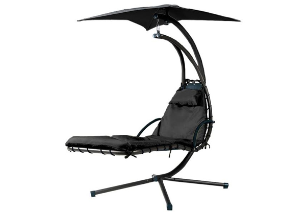 $249 for a Helicopter Hanging Outdoor Chair in Two Colours or $349 for a Large Egg Swing Chair Pod in Black