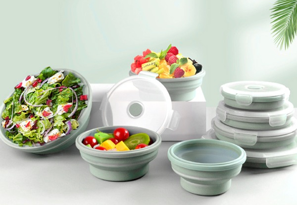 Four-Set Collapsible Food Storage Containers with Lid - Three Colours Available