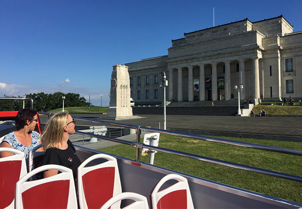 Auckland's Open Top Double Decker "Hop-on Hop-off" City Tour - Central Tour Adult Pass incl. Entry for Two Children Under 15