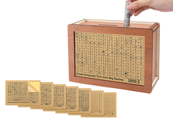Wooden Saving Challenge Box