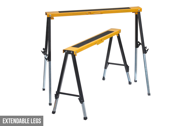 $34.99 for an Adjustable Saw Horse Work Bench, or $69.99 for a Set of Two Saw Horses with Extendable Legs