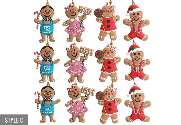 12-Piece Gingerbread Man Ornaments - Five Styles Available