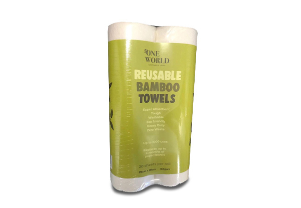 Two-Pack of Reusable Bamboo Towel Rolls - Option for Four-Pack