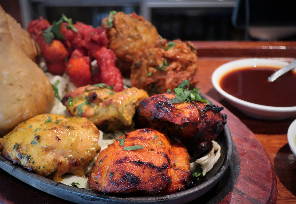 Indian Sharing Platter & Two Pints of Tap Beer or Glasses of Wine for Two People