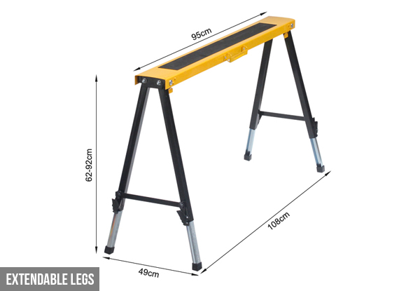 $34.99 for an Adjustable Saw Horse Work Bench, or $69.99 for a Set of Two Saw Horses with Extendable Legs