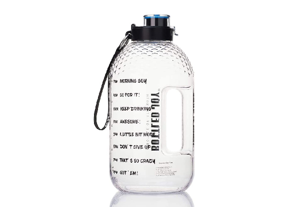 One Gallon / 3.78L BPA-Free Water Bottle with Straw Lid & Motivational Time Markers