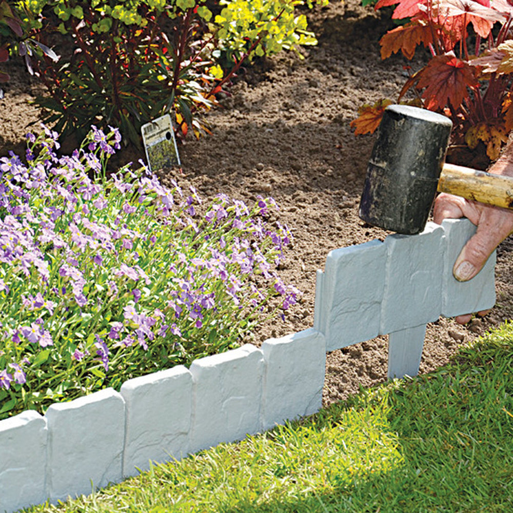 10-Piece Cobbled Stone Effect Garden Edging - Available in Two Colours & Option for 20-Piece