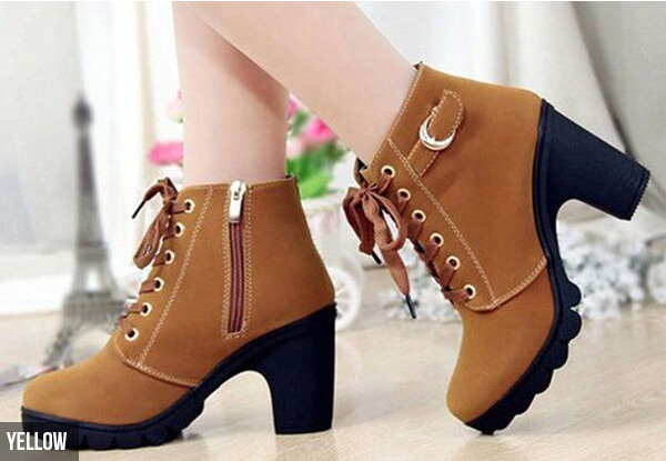 Block Heel Ankle Boots - Four Colours & Sizes Available with Free Delivery