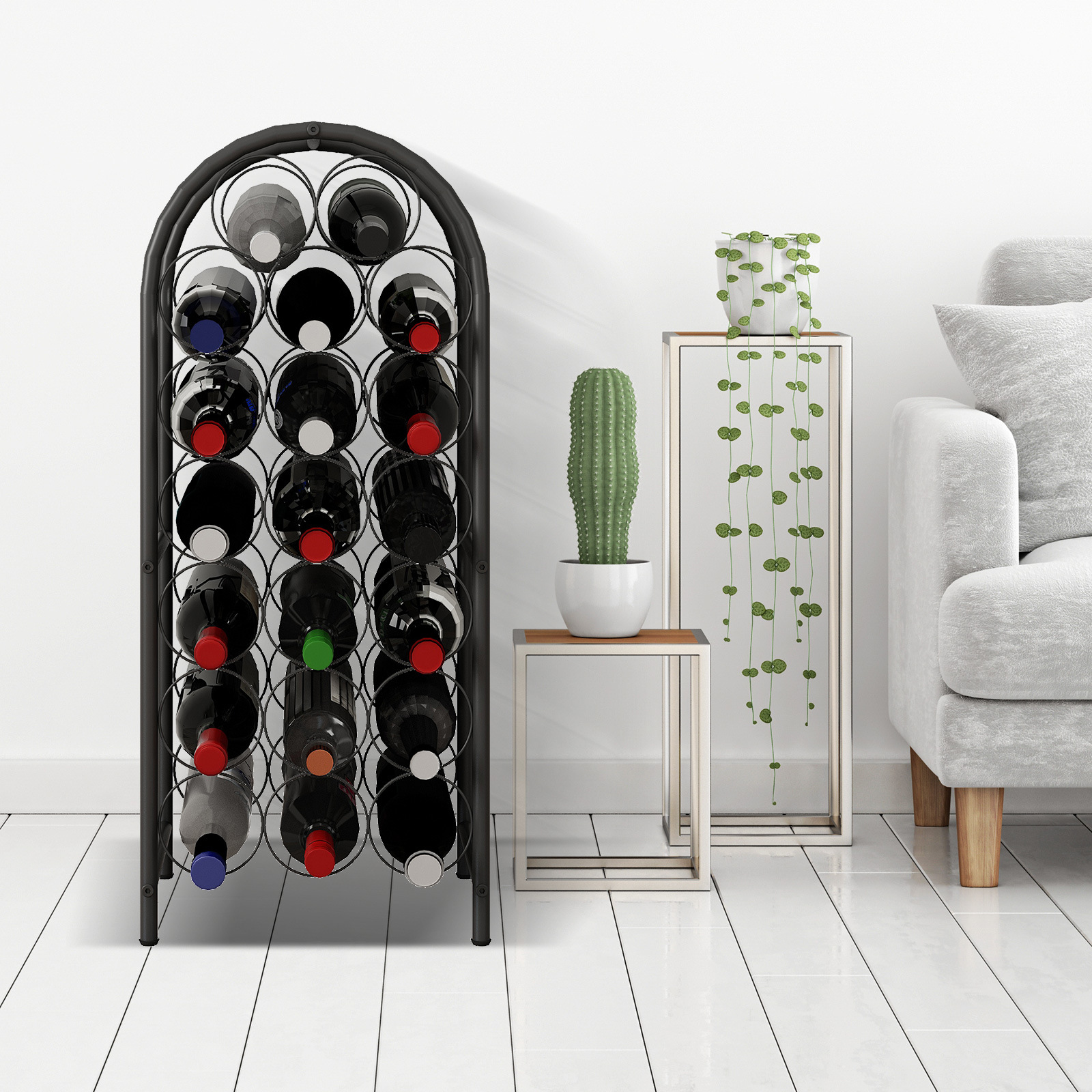 Freestanding Floor Metal Wine Rack