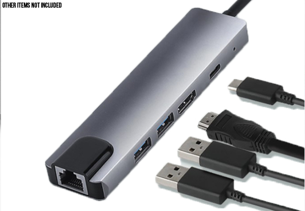 Five-Port Portable USB 3.0 High-Speed Port Type-C Hub - Option for Eight-Port