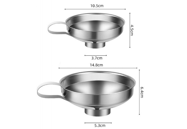 Kitchen Wide Mouth Stainless Steel Funnel - Two Sizes Available