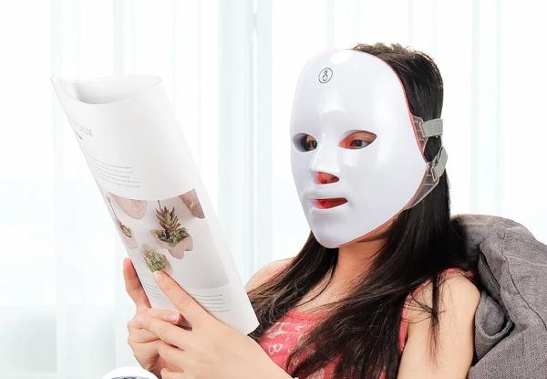 Seven Colour LED Light Therapy Face Mask - Option for Two-Pack