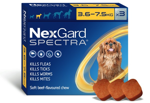 Three-Pack Nexgard Spectra Dog Flea, Tick & Worm Treatment  - Five Options Available