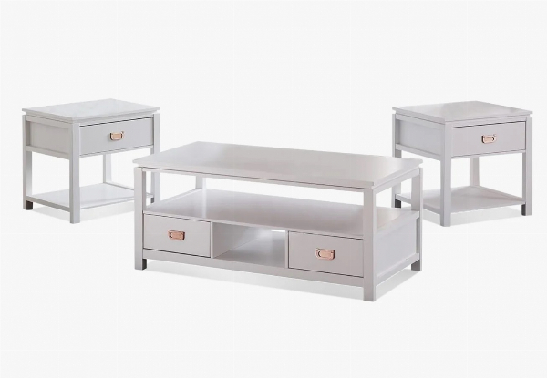 Three-Piece Solid Wood Top Living Room Table Set - Available in Two Colours